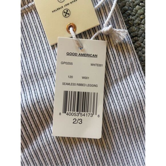 Good American Women's Seamless Ribbed Striped Leggings White Size M / 2/3 - Picture 5 of 5